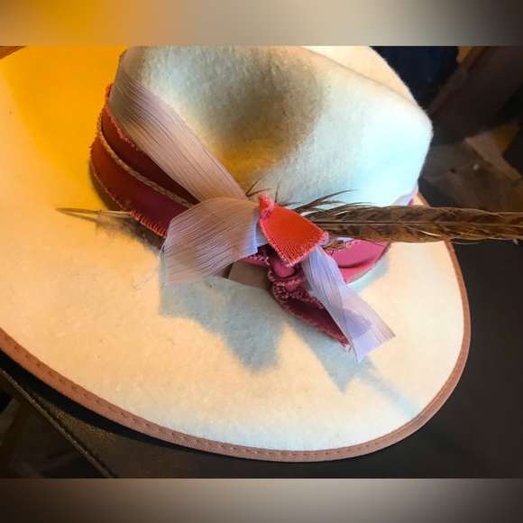 NWT 100% wool hat upcycled Western, boho, cowboy, Festival, beach,concert. - Picture 2 of 10